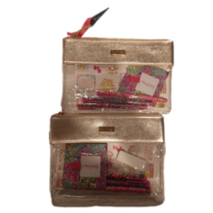 Lilly Pulitzer Agenda Bonus Pack Stickers Pens Zip Pouch Wild Confetti Gold NWT